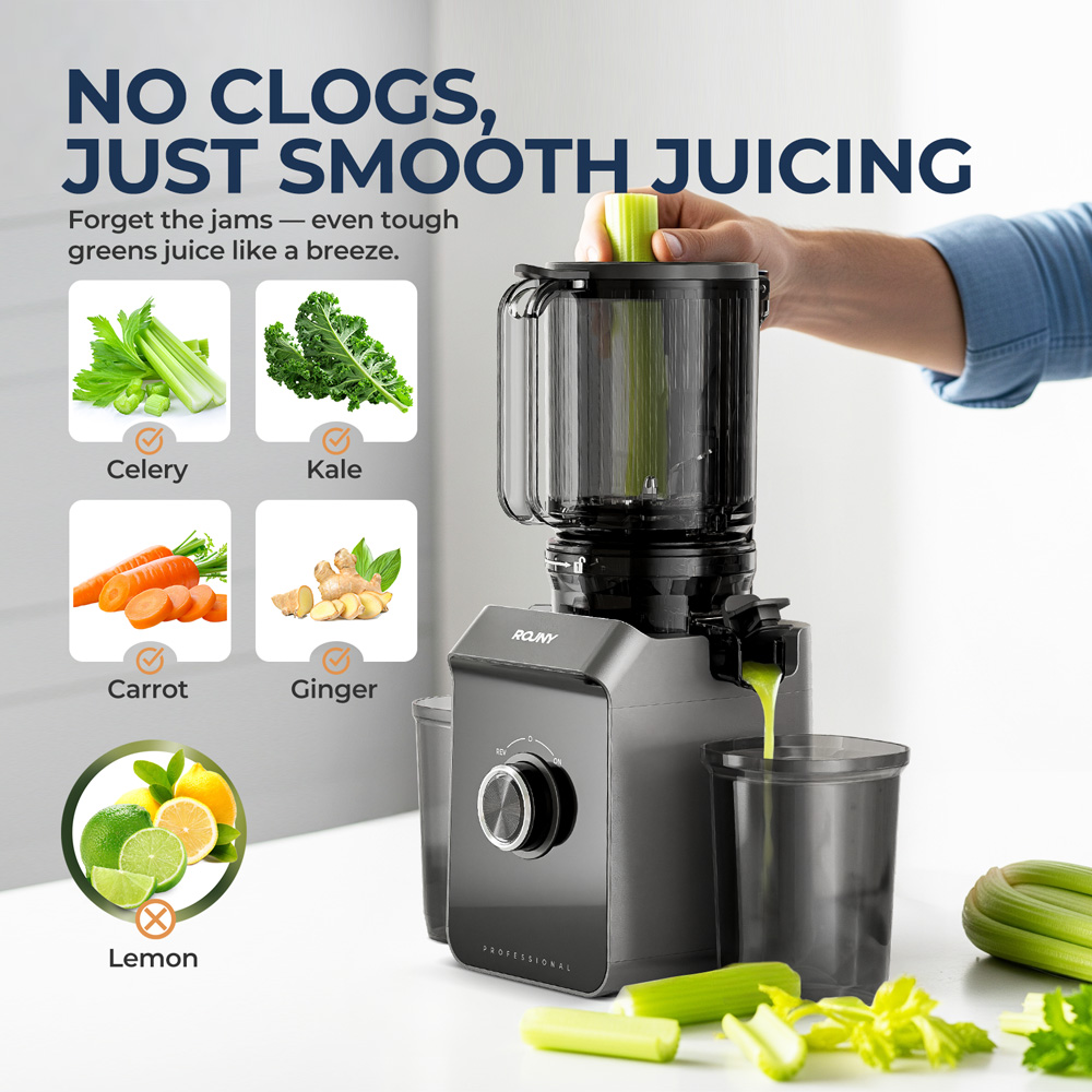 Electric Slow Juicer Cold Press - Estrattore a Freddo ROUNY con Sistema